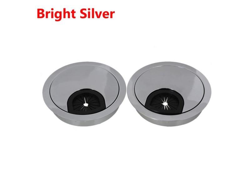 2 Piece Zinc Alloy Round Table Hole Cover Wire Outlet Port Computer PC Desk Carousel 1
