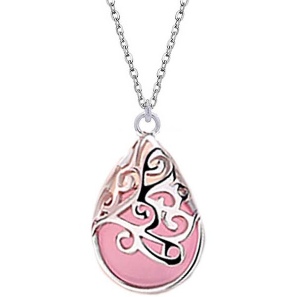 925 Sterling Silver Cat's Eye Stone Necklace "Trinity" (Pink) Carousel 6