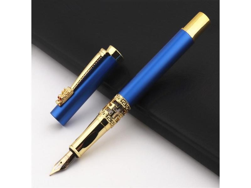 New Luxury Quality 7065 Blue Hollow Business Office Fountain Pen Student School Carousel 2