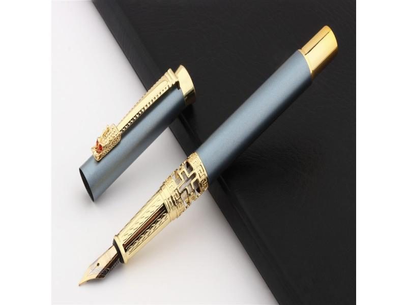 New Luxury Quality 7065 Blue Hollow Business Office Fountain Pen Student School Carousel 1