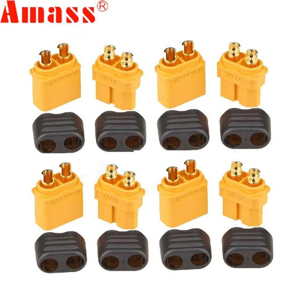 10 x Amass XT60+ XT60H Plug Connector With Sheath Housing 5 Male 5 Carousel 1