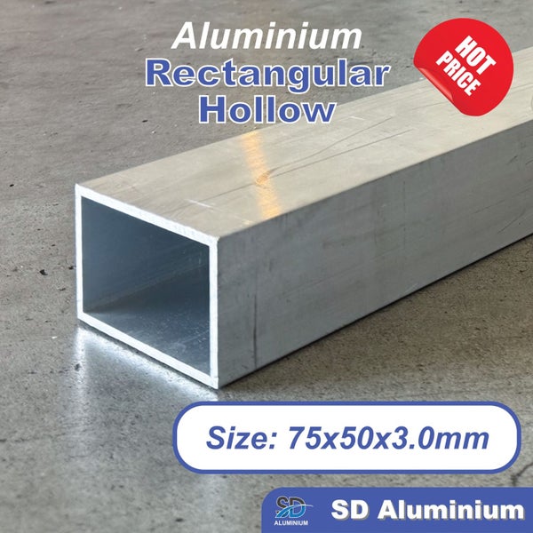 Aluminium Rectangular Hollow Tube - 75x50x3.0mm - Mill Finish - 5.95m Length Carousel 1