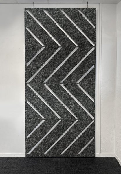 Chevron Hanging Acoustic Screen - Dark Grey Carousel 1
