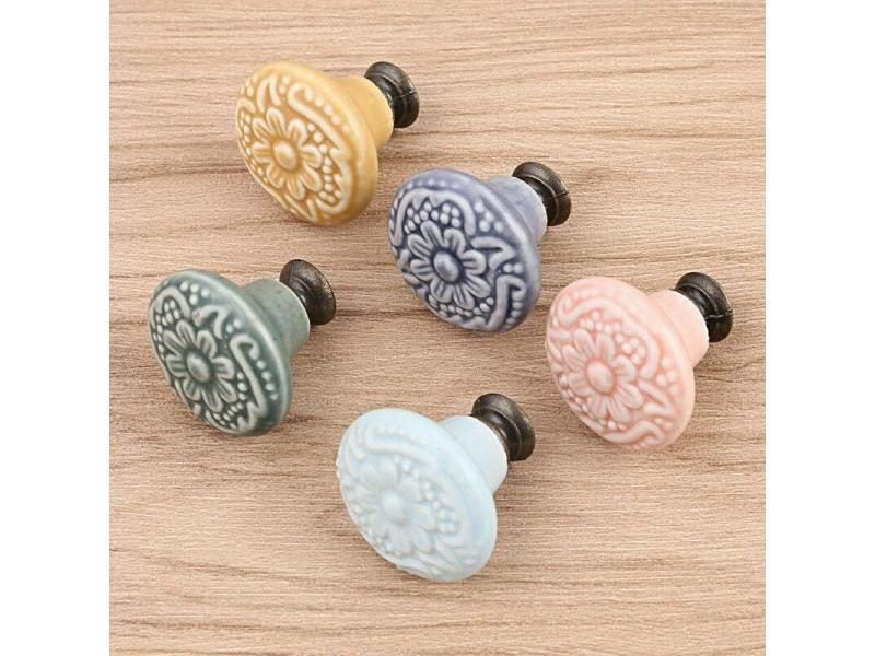 Vintage Ceramic Door Cabinet Knobs For Furniture Drawers Carousel 2