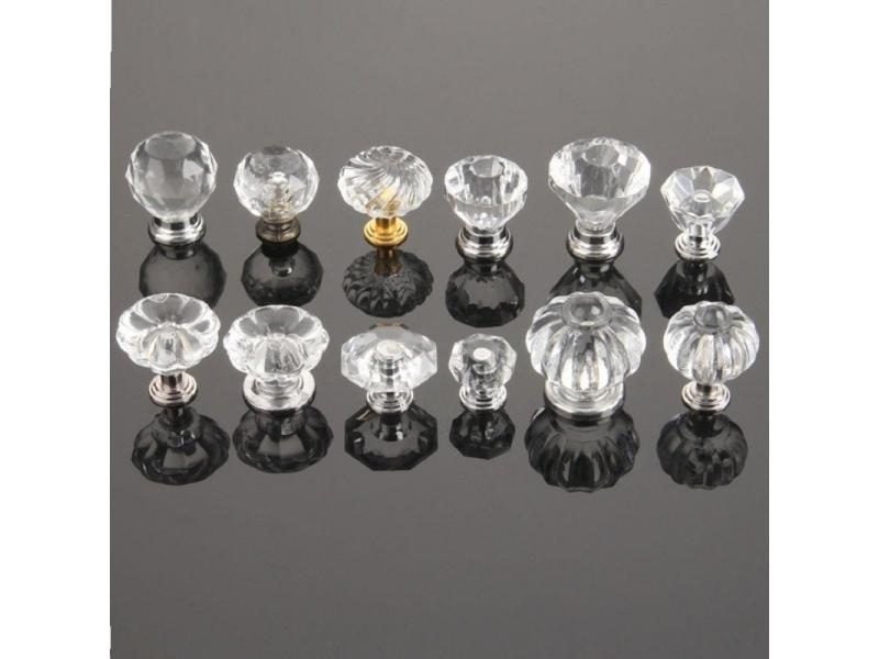 Diamond Clear Crystal Glass Transparent Acrylic Door Knob Furniture Cupboard Carousel 2
