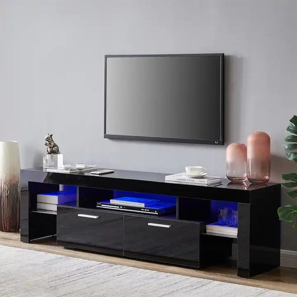 TV Cabinet Black With LED 160cm Carousel 1