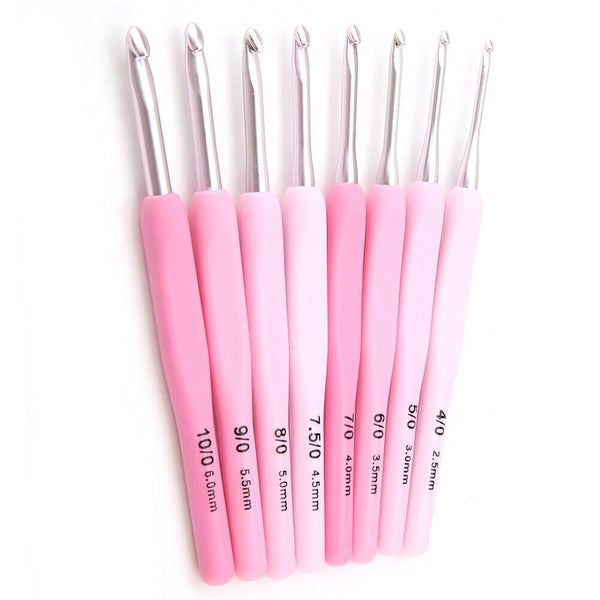 9 PCS Gradient Color Crochet Hook Set Knitting Needles Stitches With Colourful Carousel 2