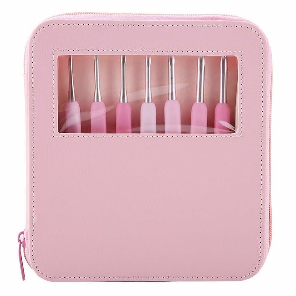 9 PCS Gradient Color Crochet Hook Set Knitting Needles Stitches With Colourful Carousel 5