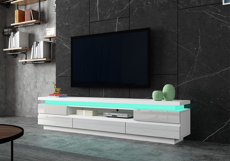 TV Cabinet LED 5 Drawers White Carousel 1