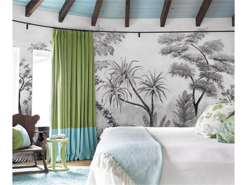 Custom Wallpaper Black And White Tropical Rainforest Plant Forest Mural 3d Carousel 2