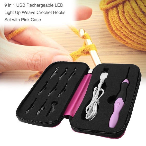 crochet hooks knitting needles weave sewing tool rechargeable led crochet Carousel 1