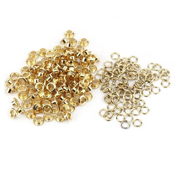 Brass Eyelets Grommets with Washers for Leather Craft Sewing (Gold) Carousel 2