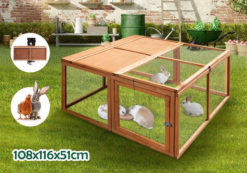 Chicken Coop,Rabbit Hutch Hen Poultry House Cage Wood Carousel 1