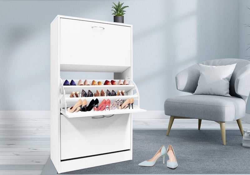 Wooden Shoe Cabinet Shoes Storage Rack Organiser Wooden Shelf Drawer 45 Pairs Carousel 1