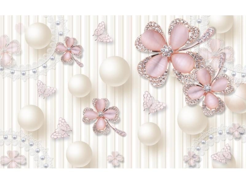 Beibehang Custom Wallpaper 3D Living Room Bedroom TV European Jewelry Flower TV Carousel 1