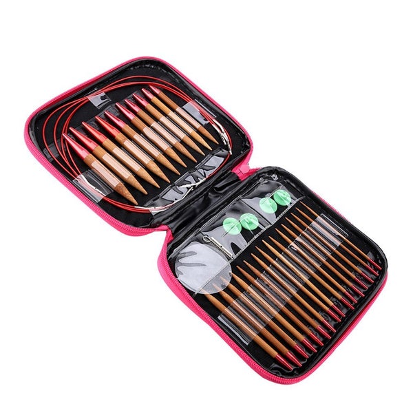 Interchangeable Carbonized Bamboo Needles Set Circular Knitting Needles Ring Set Carousel 2