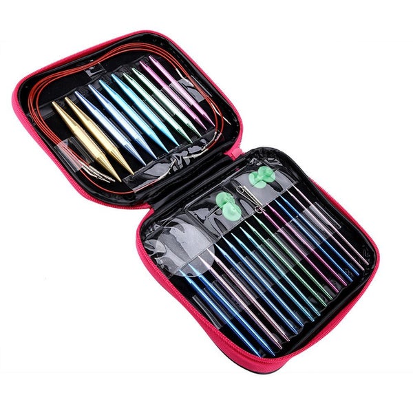 Interchangeable Needles Set Colorful Aluminum Circular Knitting Needles Ring Carousel 1
