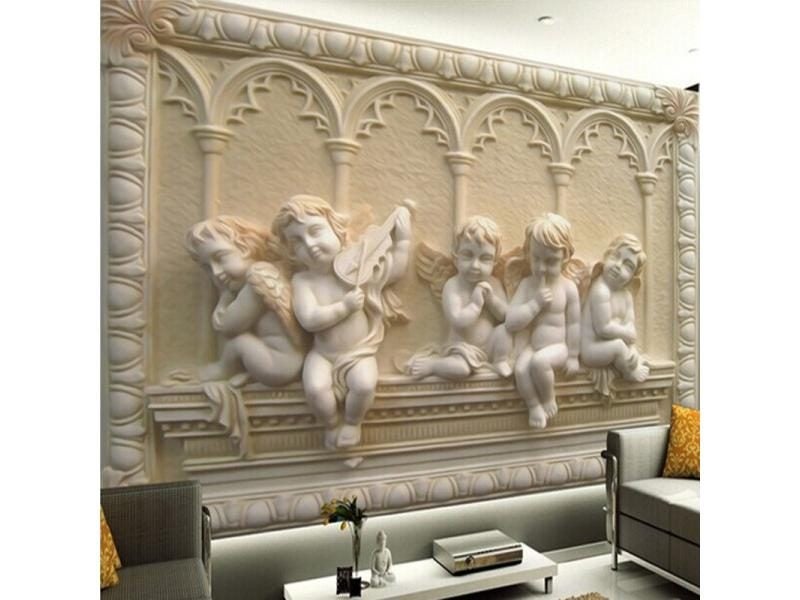 Custom Any Size 3D Wall Mural Wallpaper 3D Stereoscopic Angel Carving Relief Carousel 1