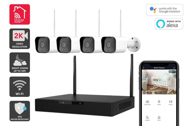 Kogan SmarterHome™ 4 Channel AI NVR Security Camera System with 4 x 3MP Cameras Carousel 1