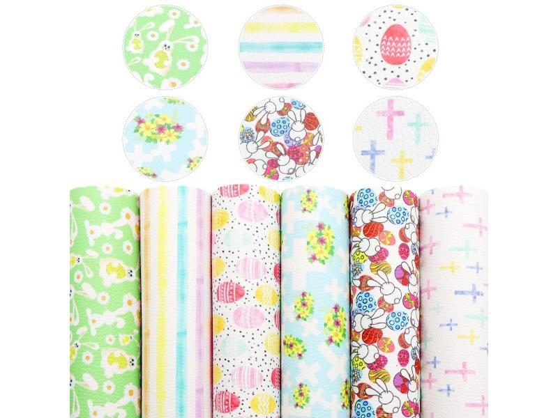 Easter Day Synthetic Leather Fabric Sheet Faux Leather Fabric A5 Size For Bows Carousel 1