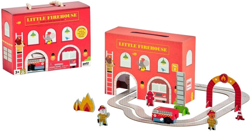 Petit Collage: Wind Up & Go Playset - Little Firehouse Carousel 1