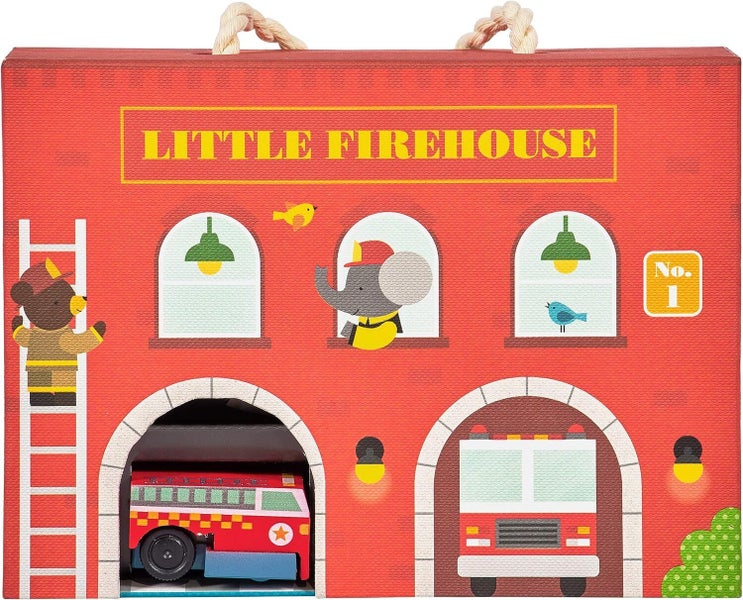 Petit Collage: Wind Up & Go Playset - Little Firehouse Carousel 3