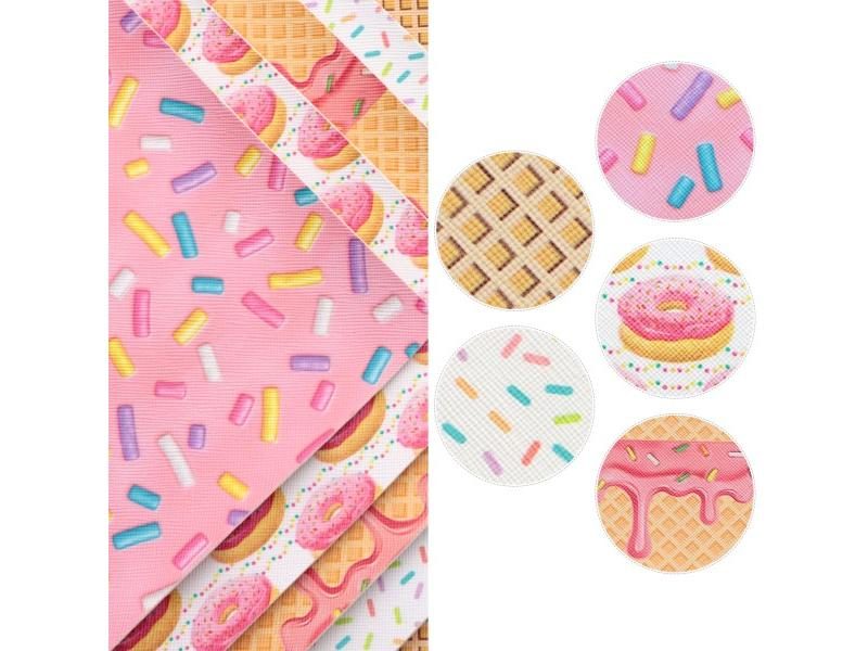 20x33cm Cake Candy Printed Synthetic Leather DIY Bow Knot Bags Fabric 1Yc13877 Carousel 2
