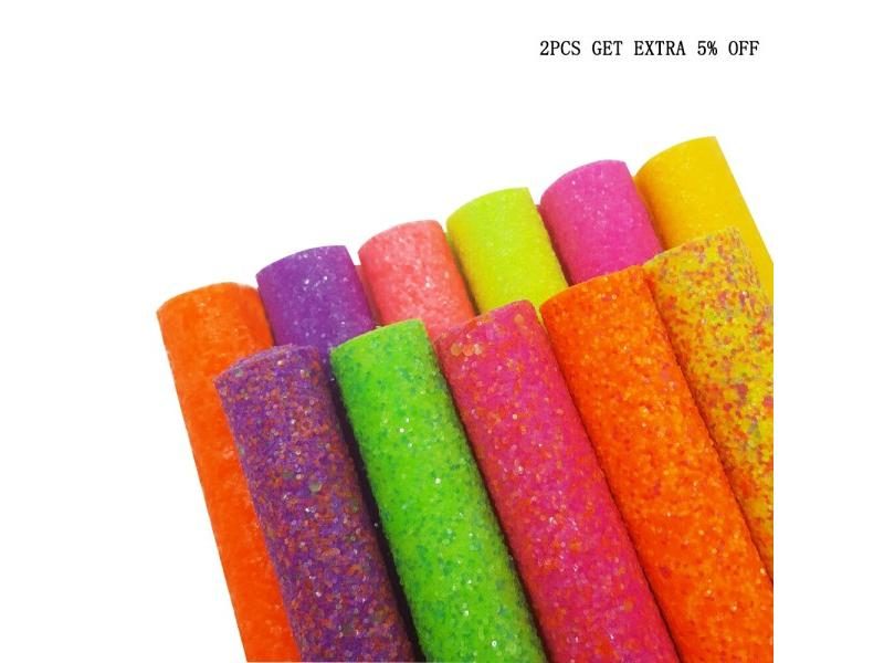 Chunky Glitter Fabric A4 Colorful Faux Leather Sheets Sequin Hairbow DIY Carousel 2