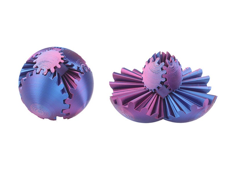 3D Printed Gear Ball Spinner Sphere Cube Stress Relief Fidget Toy Gradient Red Carousel 5