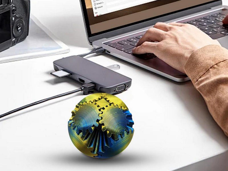 2Pcs 3D Printed Gear Ball Spinner Sphere Cube Fidget Toy for Stress Relief Carousel 5