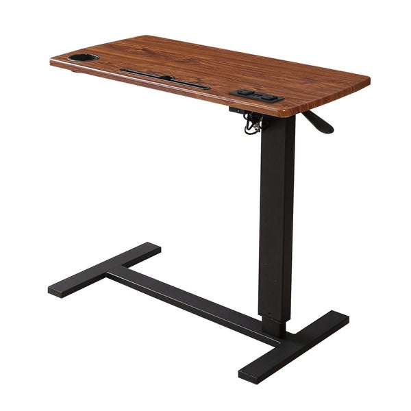 Levede Mobile Standing Desk Foldable Bed Side Table Gas Lift Stand Computer Carousel 1