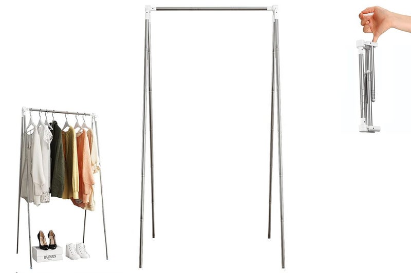 Portable Garment Rack Stainless Steel Foldable Coat Rack Collapsible Travel Rack Carousel 1