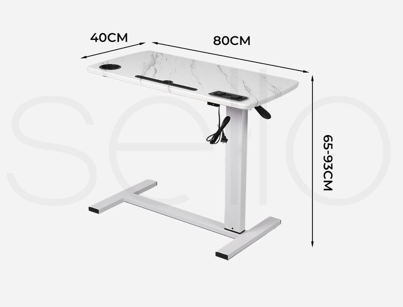 Levede Standing Desk Height Adjustable Sit Stand Over Bed Laptop Table Shelf USB Carousel 10