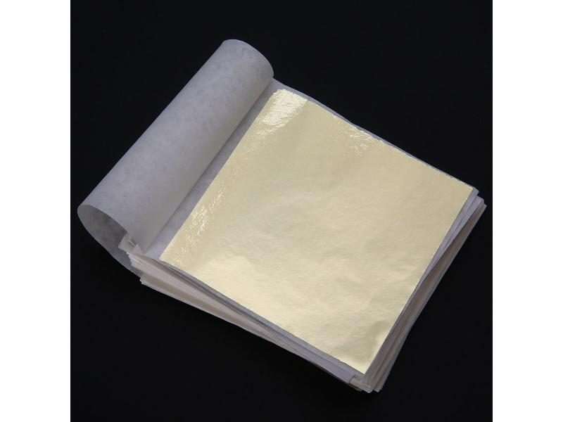 100 Sheets Silver Gold Foil Paper Home DIY Gold Foil Leaf Sheets Gilding Carousel 1
