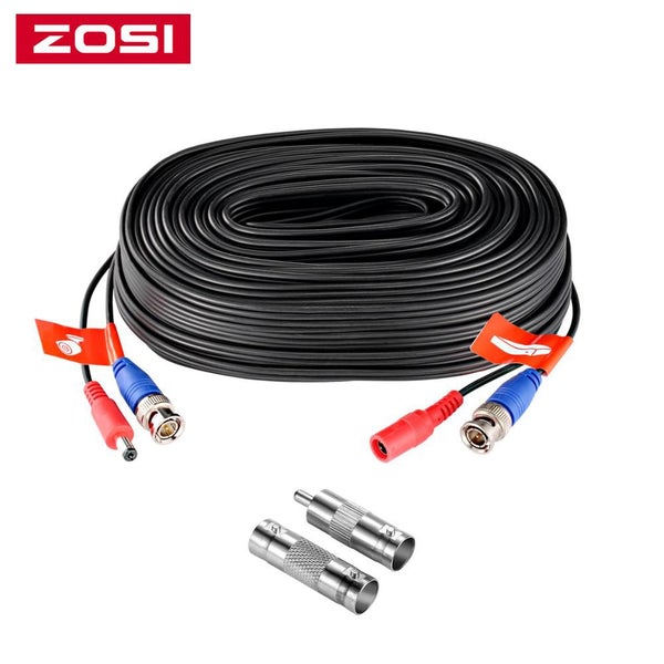 ZOSI 18.3M 60ft CCTV Cable BNC DC Plug Cable For CCTV Camera DVR Security Black Carousel 1