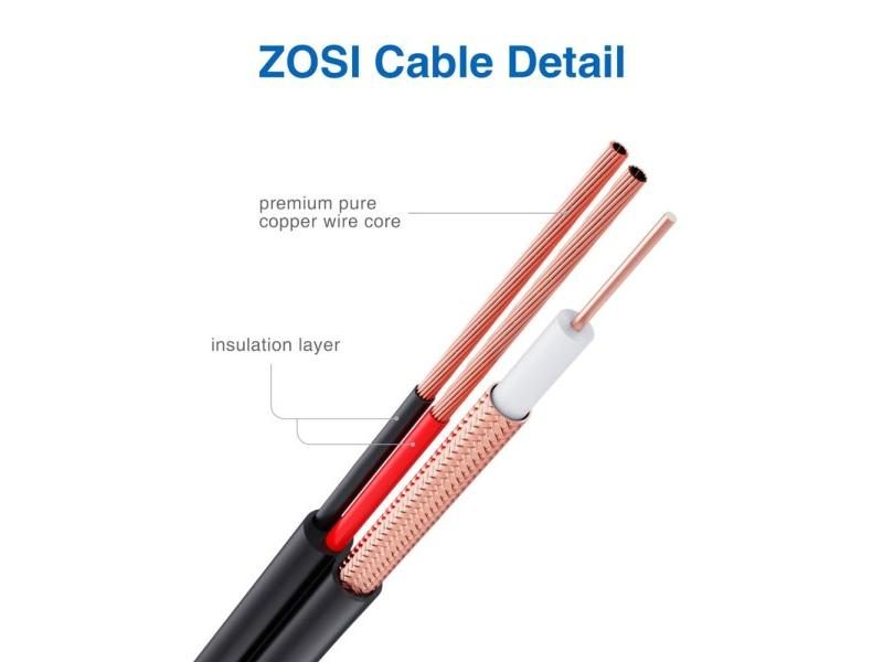ZOSI 18.3M 60ft CCTV Cable BNC DC Plug For CCTV Camera DVR Security System Carousel 1