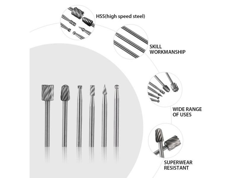 6PCS HSS Rotary Multi Tool Burr For Dremel Carousel 1