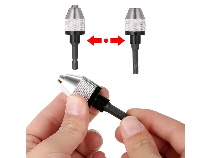Mini 0.3-6.5mm Electric Grinder Drill Chuck 6.35mm 1/4" Hex Shank Adaptor Carousel 1