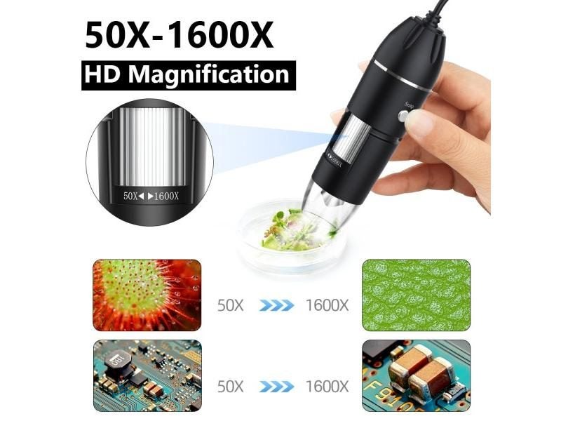 RIEVBCAU 1600X Digital Microscope 3in1 Type C USB Professional Electronic Carousel 1