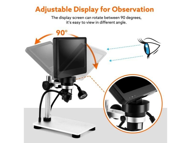 LCD 7 Inch Digital Microscope HD USB Microscope With Wired Remote 1200X Carousel 1