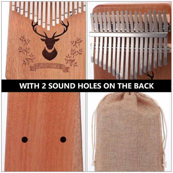 17 Keys Thumb Piano Wooden Portable Kalimba Mbira Beginner Musical Instrument Carousel 3