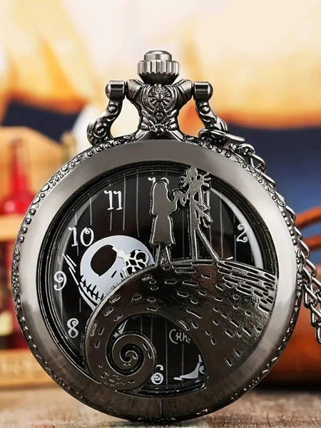 Fashion Lovers Skeleton Quarzt Pocket Watch with Chain Necklace Carousel 1