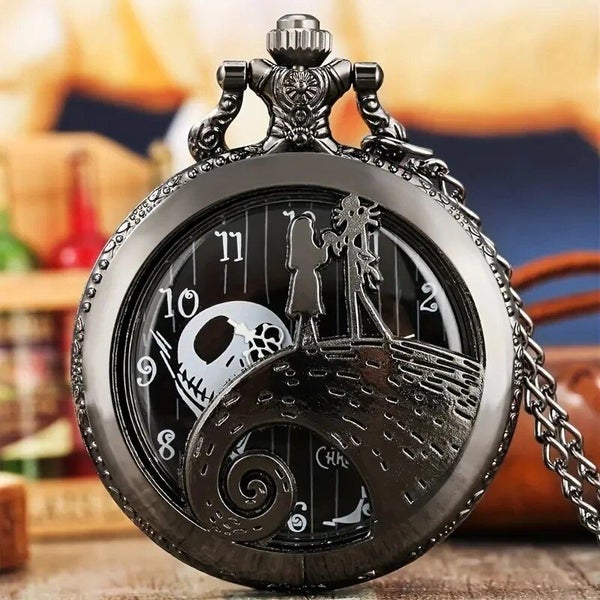 Fashion Lovers Skeleton Quarzt Pocket Watch with Chain Necklace Carousel 2