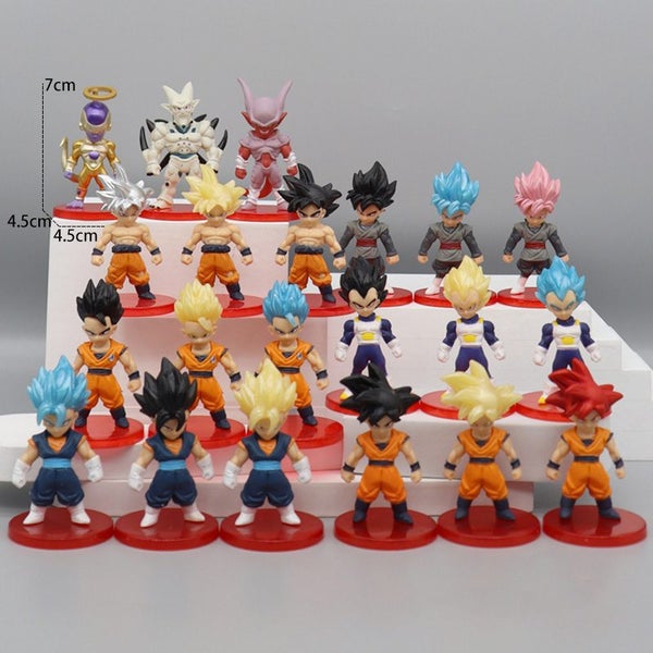 21pcs/lot Dragon Ball Mini Figure Super Saiyan Goku Vegeta Action Carousel 7