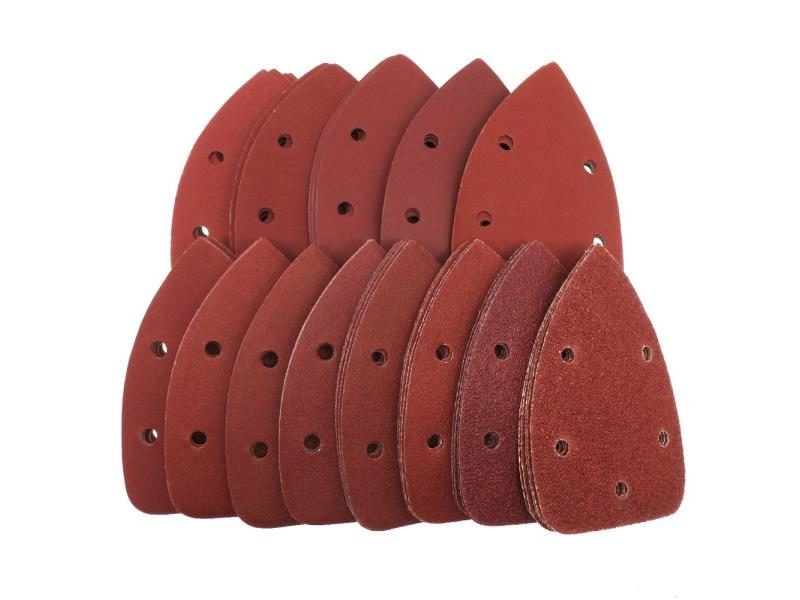 26pcs Self-adhesive Sandpaper Triangle 5-hole Delta Sander Hook Loop Discs Carousel 1