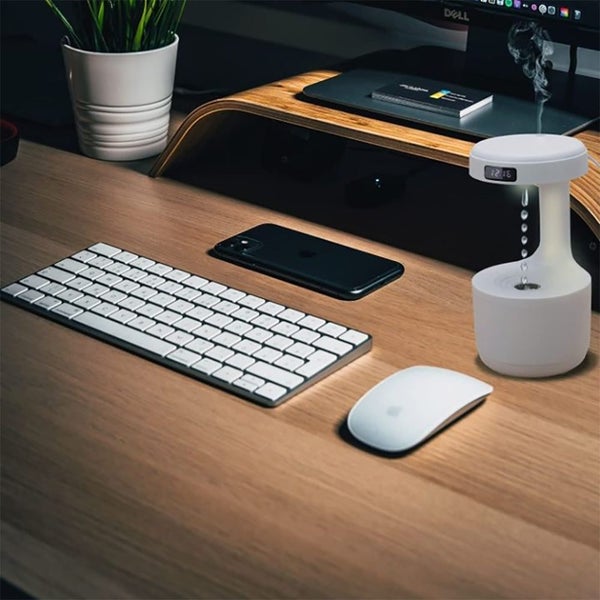 Anti-Gravity Droplet Humidifier with LED Smart Display Clock - USB Rechargeable Carousel 10