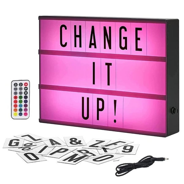 Cinema Lightbox Color Changing Light Up Massage Board with 90 Letters & Symbo... Carousel 1