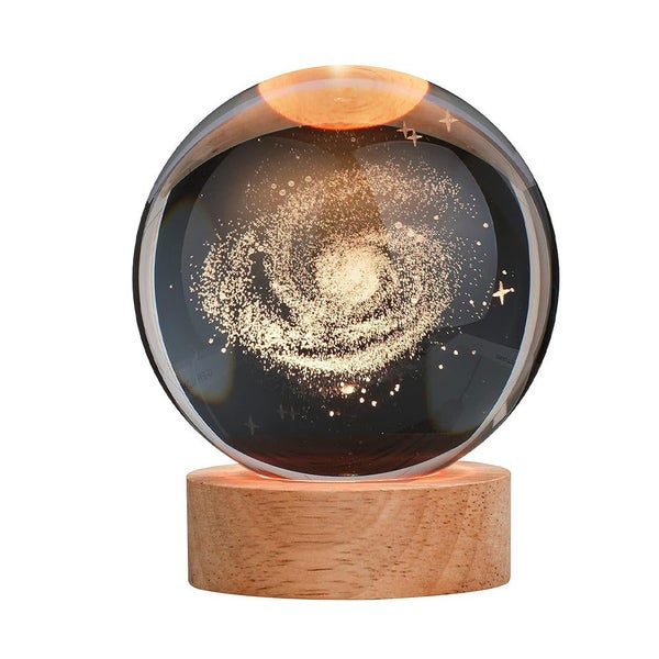 Crystal Ball Lamp with Wooden Base for Beside Table USB-Rechargeable Carousel 1