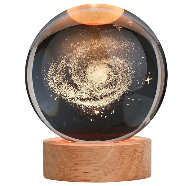 Crystal Ball Lamp with Wooden Base for Beside Table USB-Rechargeable Carousel 2