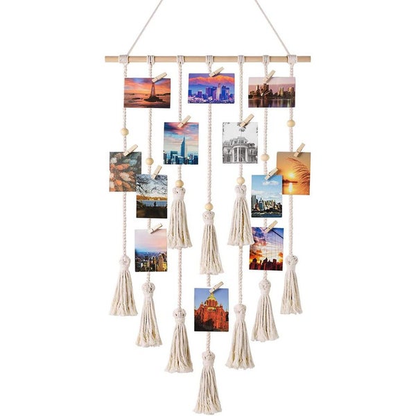 Hanging Photo Display Macram| with Light Wall D|cor - Battery Powered Carousel 2